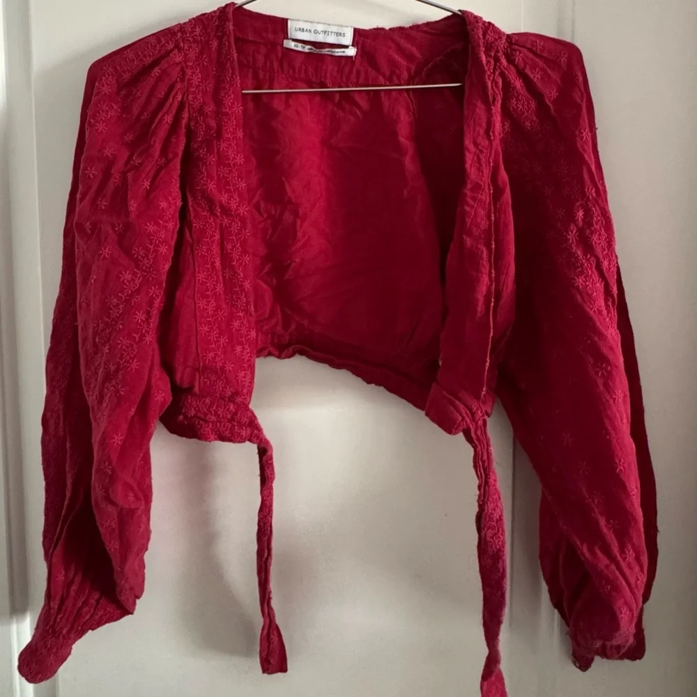 Red Tie-Front Blouse - Picture 14 of 16